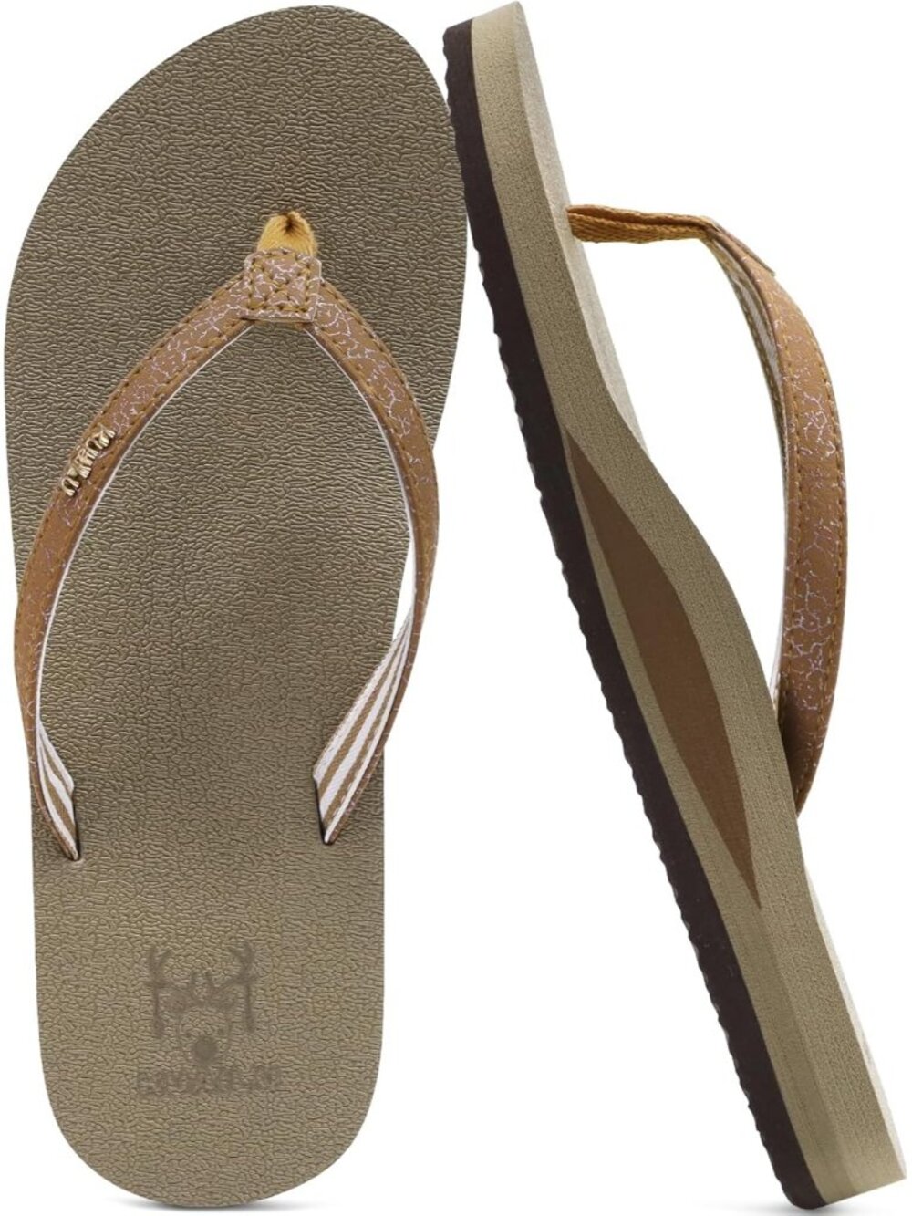 Women's Brown 1 Arch Support Summer Beach Thong Sandals Comfortable Casual